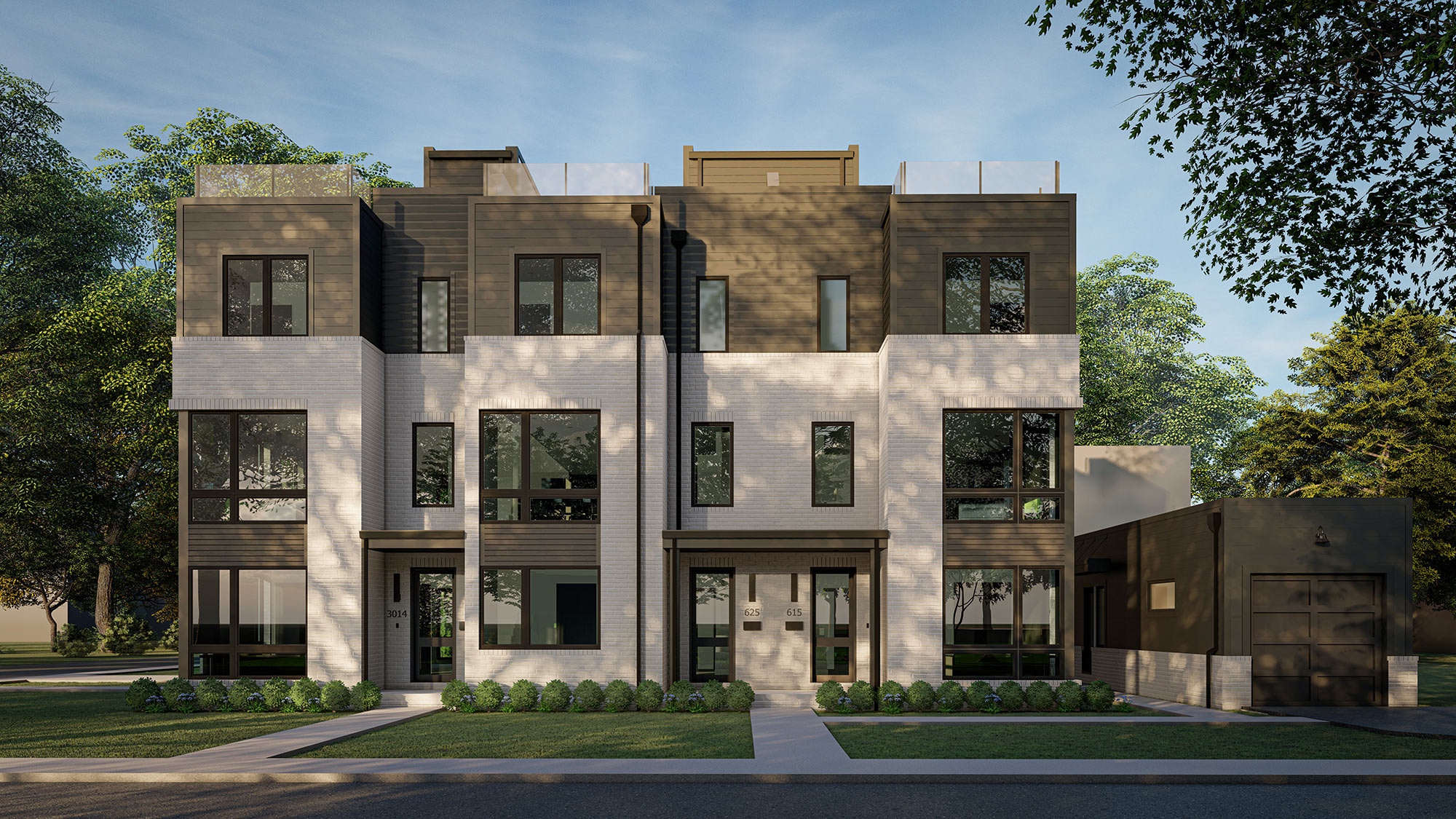 Rendering of the townhomes slated for 3014 7th St N in Arlington, VA